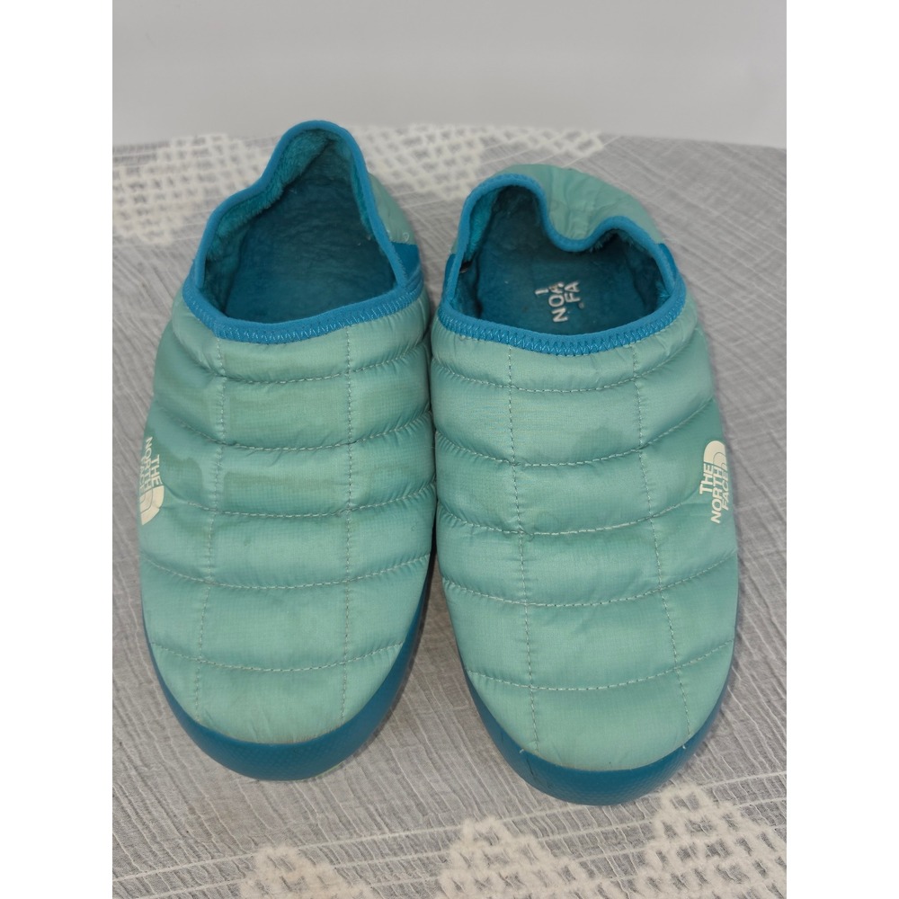 The North Face Thermoball Traction Mule Teal Blue Quilted Slippers Womens 8